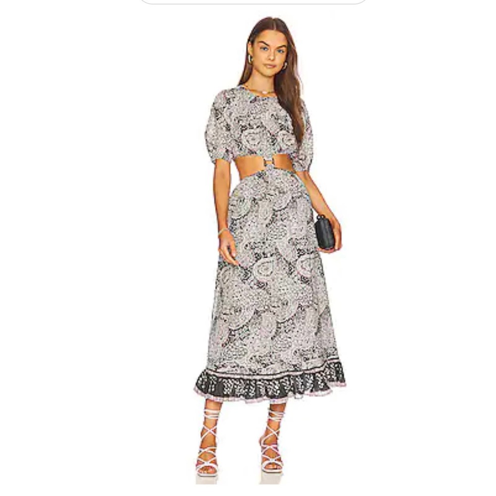 Cleobella Black & White Paisley Cutout Midi Dress